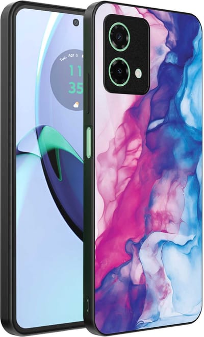 Geschikt voor Motorola Moto G84 Telefoonhoesje met Roze Blauw Marmer Opdruk - TPU Backcover Case Rose Blue Marble Design - Smartphonica geschikt voor Motorola Moto G84