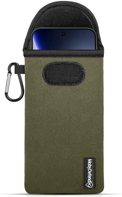 MobyDefend Hoesje - Geschikt voor Oppo Find X9 - Neopreen Pouch Met Karabijnhaak - Insteek - Riemlus - Groen