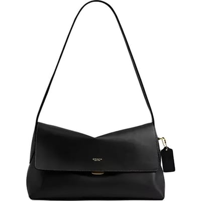 Coach Chelsea 30 Logo Lettres Dorées Fermoir Poussoir Sac à Bandoulière Grand Sac à Bandoulière Femme Noir CDS58-B4BK Basic Set (Bag+Dust Bag) black