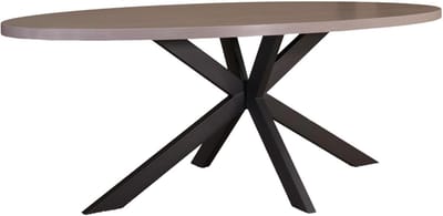 Eettafel Ovaal - Eettafel Grijs - Gezellig Tafelen - Houtlook Blad - 210 cm - Grijs