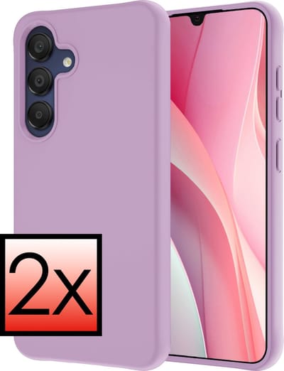 Hoesje - 2 Stuks - Geschikt voor Samsung Galaxy A15 - Sterk & Shockproof - Case Siliconen - Back Cover - Telefoon Hoes - Lila