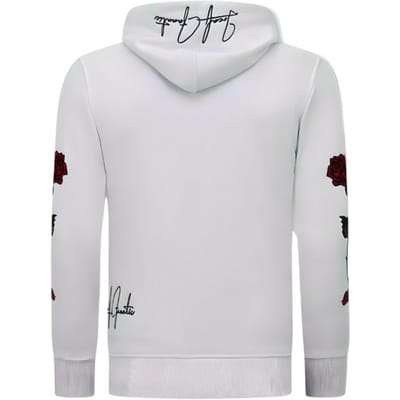 Heren Hoodie - Love & Roses - 11-6526 - Wit