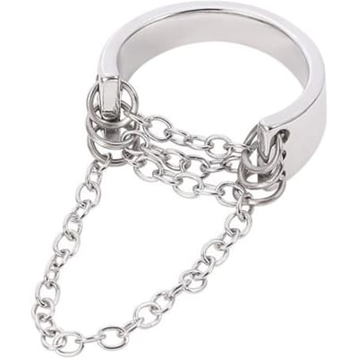Punk Meerlaagse Kwasten Ketting Ring Zwart & Zilver Kleur Ring Voor Man Vrouw Hip-Hop Rock Gothic Sieraden Nachtclub Pub Accessoire 8 white