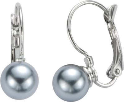 Behave - Oorstekers met grijsblauwe parel 8mm - ingetogen chic