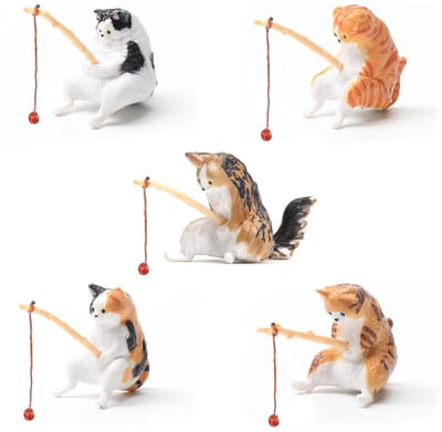 Solidchoice - Set van 5 Miniatuur Katten Ornamenten voor Aquarium en Tuin