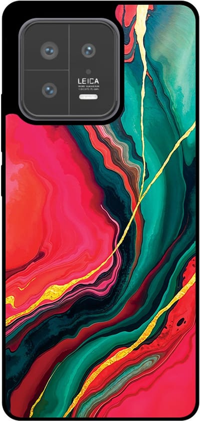 Smartphonica Telefoonhoesje Geschikt voor Xiaomi 13 met Rood Groen Marmer Opdruk - TPU Backcover Case Red Green Marble Design geschikt voor Xiaomi 13