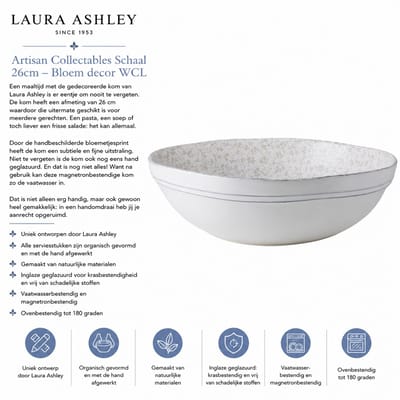 Laura Ashley Artisan Collectables Schaal - Serveerschaal - 26cm - Bloem decor WCL