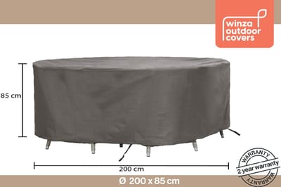 Winza Outdoor Covers - Premium - beschermhoes ronde tuinset tot Ø 200 cm tafel - Tuinsethoes - Afmeting : Ø 200x85 cm -