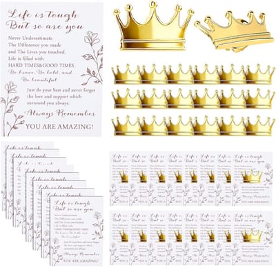25x Inspirerende Kroon Speldjes met Motiverende Kaarten en Organza Zakjes
