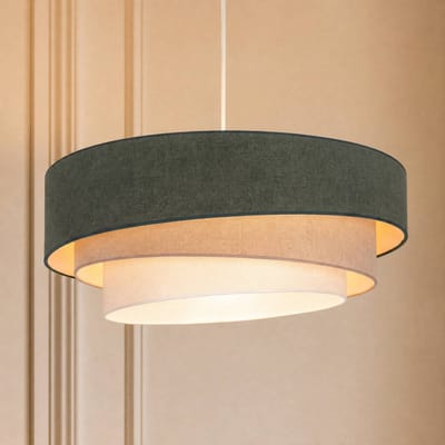 Duolla Hanglamp Trio, groen/beige, Ø 60 cm, textiel, E27