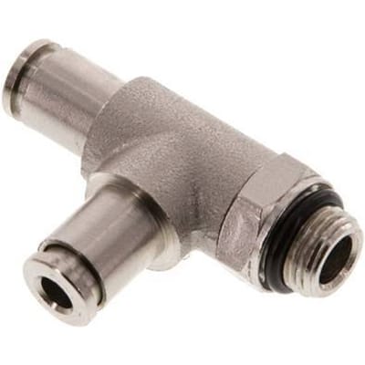 4mm x G1/8'' rechte hoek T-stuk Messing Insteekfitting Buitendraad Draaibaar NBR
