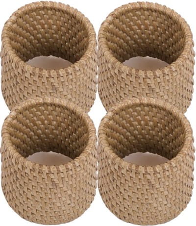 Servetringen Rotan - SET/8 - 4,5x5 cm, donkerbruin