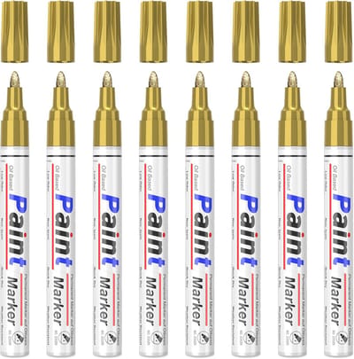 Permanente Markers - Watervaste Pennen - Decoratief Schrijven - Sneldrogende Dekkende Inkt - 8 Stuks - Goud