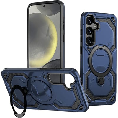 CaseBody Samsung Galaxy S26 Magnetic Kickstand Ring Hoesje Blauw