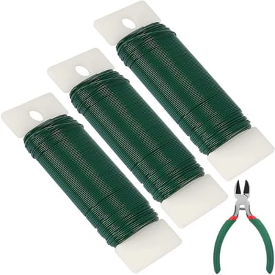 Bloemdraad 0,65 mm - 3 stuks x 38 m - Verzinkt Groene Knutseldraad voor Handwerk, Plantentraining en Bloemstukken
