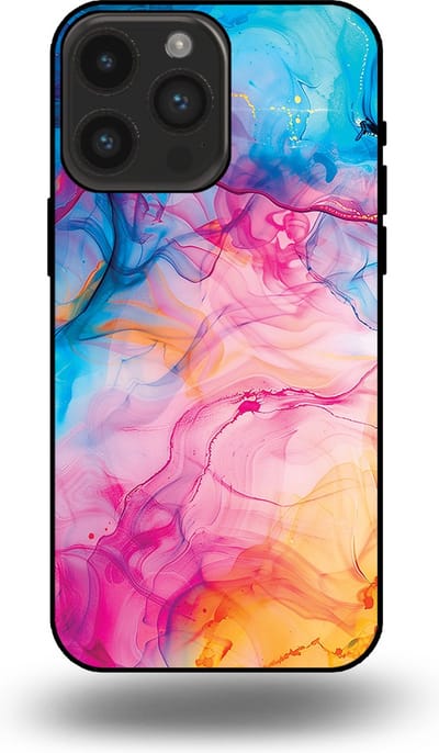 Smartphonica Telefoonhoesje Geschikt voor iPhone 14 Pro Max met Regenboog Acryl Marmer Opdruk - TPU Backcover Case Rainbow Acrylic Marble Design geschikt voor iPhone 14 Pro Max