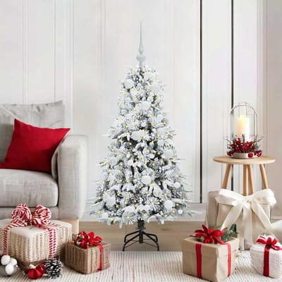 vidaXL - Kunstmatige - Hinged - Kerstboom - met - 150 - LED - Wit - 120 - cm - PE - en - PVC