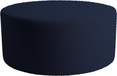 PTMD Evie Poef Teddy - H40 x Ø90 cm - Poly - Donkerblauw