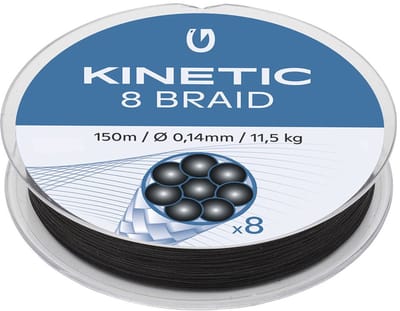 Kinetic Cyber 8 Gevlochten Vislijn 150 M Zwart 0.260 mm