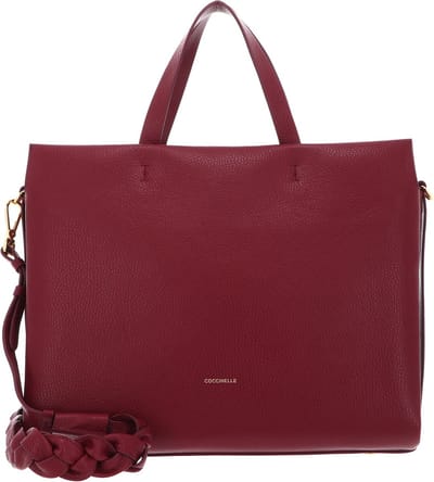 COCCINELLE Leren Handtas Schoudertas Boheme Handbag Grained Leather Garnet Red Wijnrood