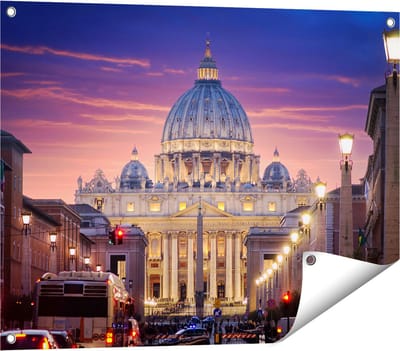 Gards Tuinposter Sint Pietersbasiliek in Rome, Itali� - 80x60 cm - Tuindoek - Tuindecoratie - Wanddecoratie buiten - Tuinschilderij