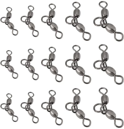 Dailygoods- Messing Swivels 50 Stuks - 3-Weg Wartels - Meerdere Grootte Opties - Corrosiebestendig - Gewicht Capaciteit tot 32kg - Duurzaam Koper - Visswartel