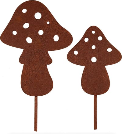 Roestige Paddenstoelen Set - Tuindecoratie Metaal - Tuin Aankleden - Weerbestendig Metaal - Roest Patina