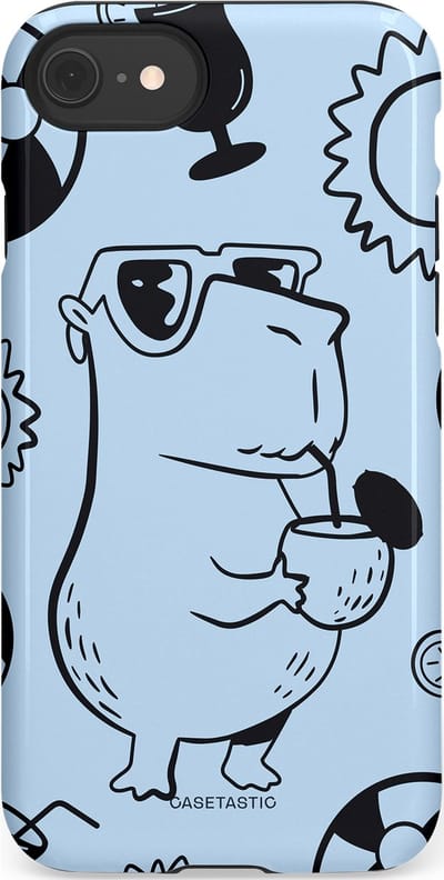 Casetastic Hoesje Geschikt voor Apple iPhone 7/8/SE - Stijlvolle Beschermende Duo-layer Case - Capibara cocktail