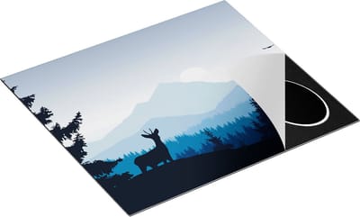 Chefcare Inductie Beschermer Hert in het Bos - Silhouet - 60x50 cm - Afdekplaat Inductie - Kookplaat Beschermer - Inductie Mat