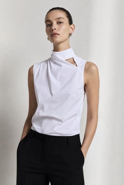 Naomi stretch technical jersey top | White - White / S
