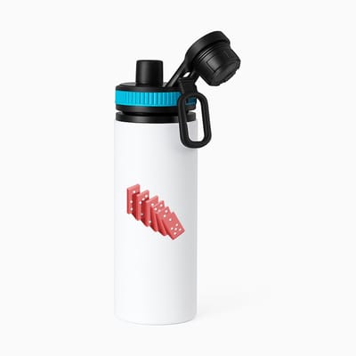 Hacebo® - Domino waterfles met draaidop blauw - Kind - kinderen - Speelgoed - spelletje - leren tellen - water fles - 850ML
