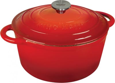 Kinghoff 1529 - gietijzeren braadpan - Ø24 cm - 4L - rood- emaille