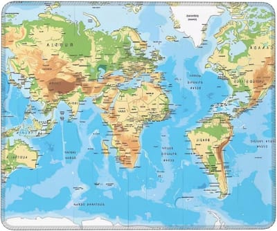 World Map Print Mouse Pad 7 X 8.6 In Mouse Pad Non-Slip Rubber Base Gaming Mouse Pad For Computer Laptop Office Home