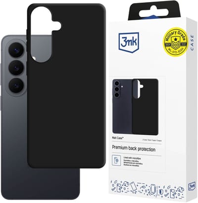 Zwart, mat hoesje voor Samsung Galaxy S26, stevige behuizing, bescherming voor camera - 3mk Matt Case Black