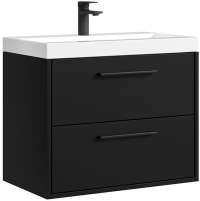 Badplaats Badkamermeubel Set Florence 01 60 cm – Mat Zwart – Hangend Wastafelmeubel met Soft-Close