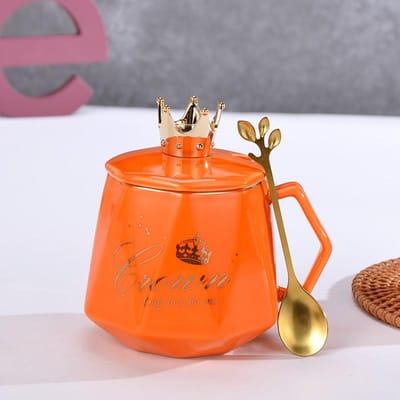 Tasse Souvenir Cadeau Diamant Tasse en Céramique Marbre Tasse à Eau avec Couvercle 301-400ml