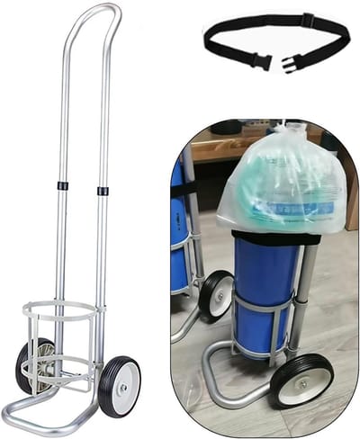 Zuurstofcilinder Trolley - Gasfleshouder Mobiel - Veilig Vervoeren - Verstelbare Anti-valkettingen - 105 cm Hoog - Zwart