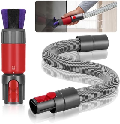 Dailygoods- Krasborstel 2-Delig - Flexibele Verlengslang 20/63 inch - Geschikt voor Dyson V7/V8/V10/V11/V15 - Universele Stofzuiger Accessoires - Ideaal voor Tapijten en Vloeren - Stofzuigerborstel