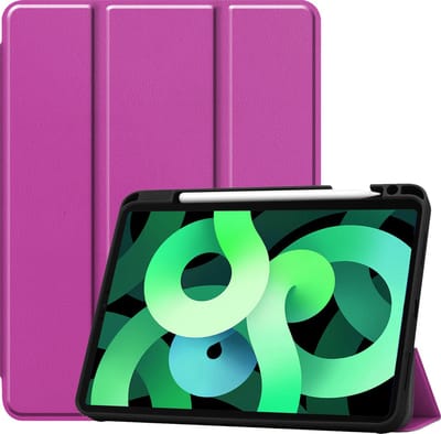 Hoes - Geschikt voor Apple iPad Air 5 (2022) - 10.9 inch - 5e Generatie - M1 - Dun & Stevig - Trifold Bookcase - Hard Cover Case - Met Uitsparing Geschikt voor Apple Pencil - Hardcover Book - Tablet Hoesje - Paars