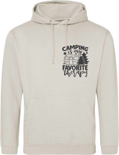 Camping hoodie - Hoodie Beige - I don't therapy I just need to go camping - Dames en Heren - Maat S