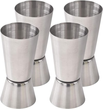 Thijox - Roestvrijstalen Cocktail Jigger Set van 4 - 1/2 Oz (15 ML) & 1 Oz (30 ML) - Perfect voor Mixen, Feestjes, Keuken & Bar