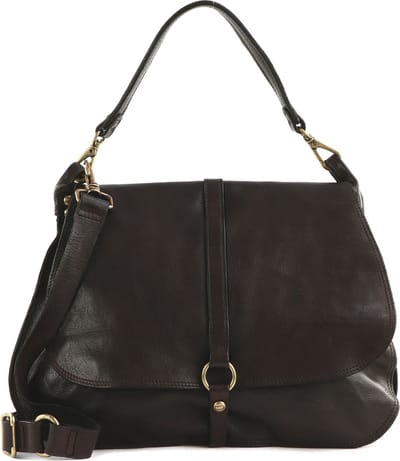 CAMPOMAGGI Leren Schoudertas Shoulder Bag Moro Donkerbruin