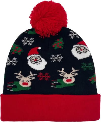 Livano Kerstmuts - Volwassenen - Kerst - Kertsman - Winter - Warm - Christmas - Zwart/Rood Eland