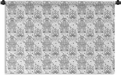 Wandkleed - Wanddoek - Inca - Rituelen - Maskers - Patroon - 180x120 cm - Wandtapijt