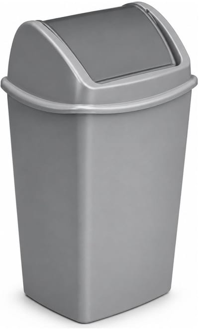 Hega Hogar Vuilnisbak/afvalbak met klepdeksel - grijs - 15 liter - 25 x 29 x 45 cm - kunststof