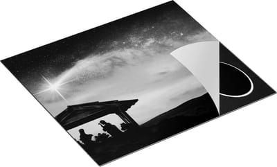 Chefcare Inductie Beschermer Heilige Familie van Jezus met de Ster van Bethlehem - Zwart Wit - 60x50 cm - Afdekplaat Inductie - Kookplaat Beschermer - Inductie Mat