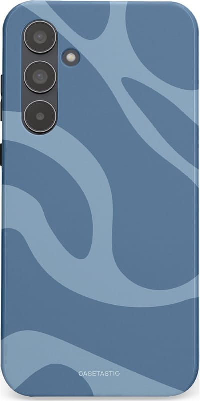 Casetastic hoesje geschikt voor Samsung Galaxy A55 - Dubbellaagse bescherming - Blauwe Water Golven - Fashion Case - Grijs Lichtblauw