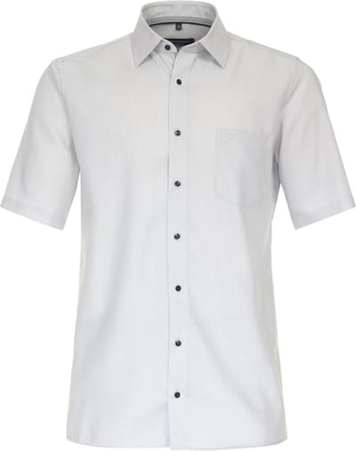CASA MODA comfort fit overhemd - korte mouw - dobby - grijs - Strijkvrij - Boordmaat: 42 (EU maat: L)