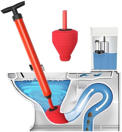 NTHProducts - Hoge Druk Afvoerpomp - Afvoerreiniger - Eenvoudig Ontstoppen - Rood - Toilet Ontstopper - Geschikt voor Badkamers en Keukens - 62 cm