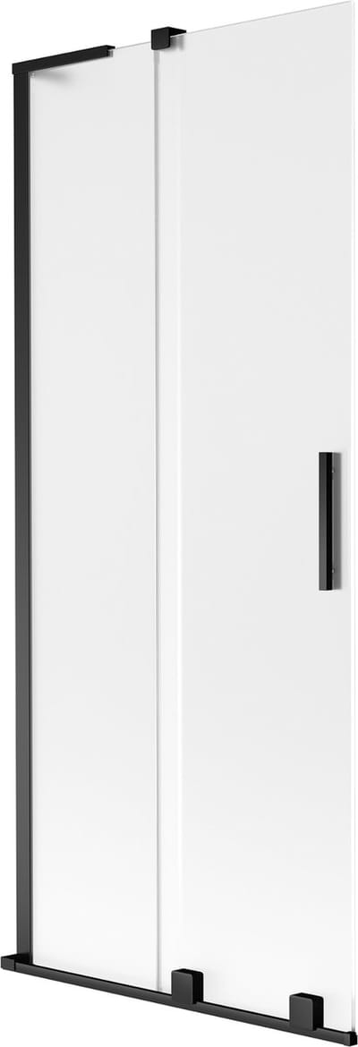 Mexen Velar L badwand scherm 2-delig schuifbaar 80 x 150 cm, matglas, zwart - 896-080-003-31-70